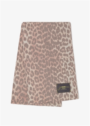 Graphic wool knit scarf Leopard A7267 Ganni 